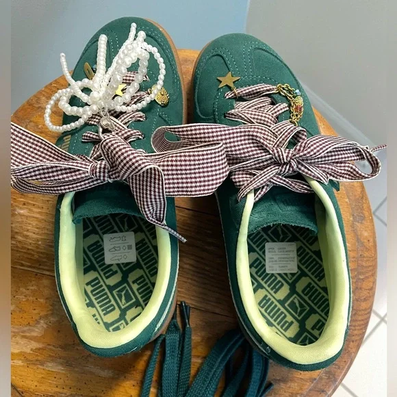 Puma Green Sneakers with Checkered Laces - Picture 4 of 6